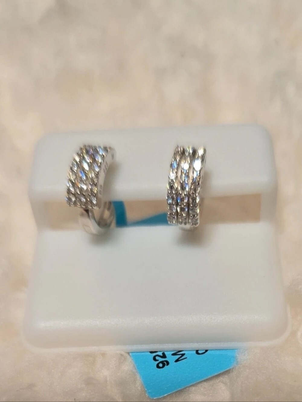 Iced Out Lever Backs Sterling Silver Huggies